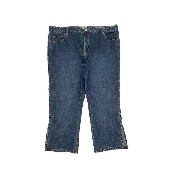 Old Navy Low Waist Crop Hem Slit Women's size 20 Dark Wash Blue Denim Jeans - Picture 1 of 3